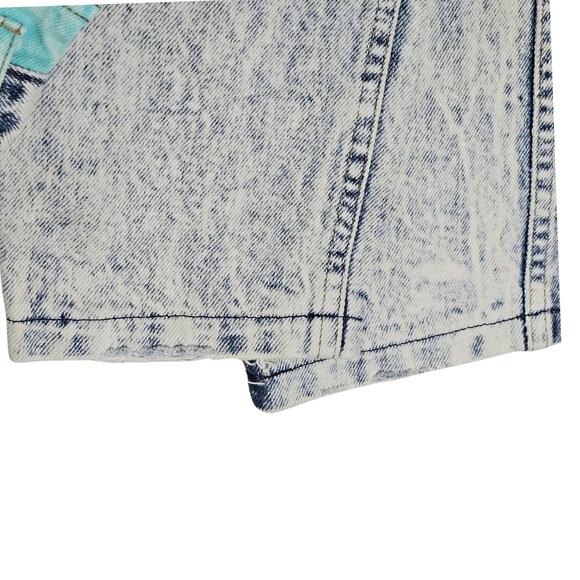 80s Acid Wash Cap Ferrat Denim Blue Jean Pink Blue High Waisted Mom Jeans Size 7 - Picture 9 of 13